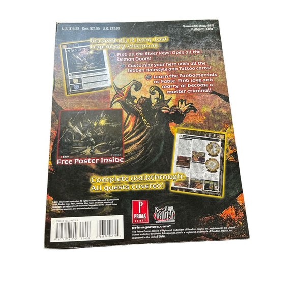 Fable Official Game Guide Missing Poster Prima Video Game Guide Walkthrough - Picture 2 of 4